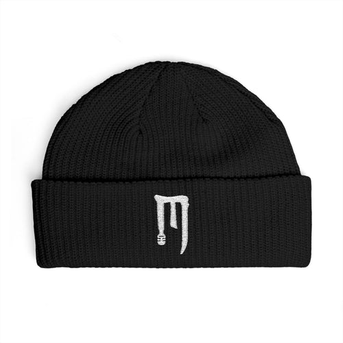 Ember Drip Cuff Beanie — Minimal Gothic Knit Hat
