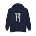 Zip-Up Hoodie with Abstract White Paint Drip Design