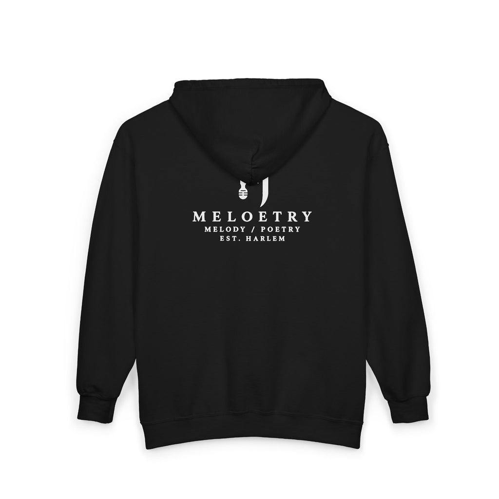 Zip-Up Hoodie with Abstract White Paint Drip Design