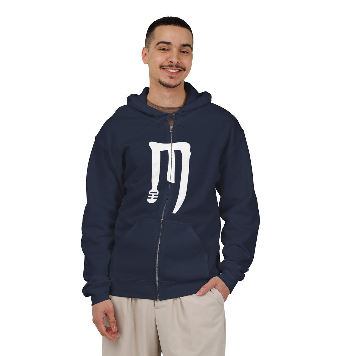 Zip-Up Hoodie with Abstract White Paint Drip Design