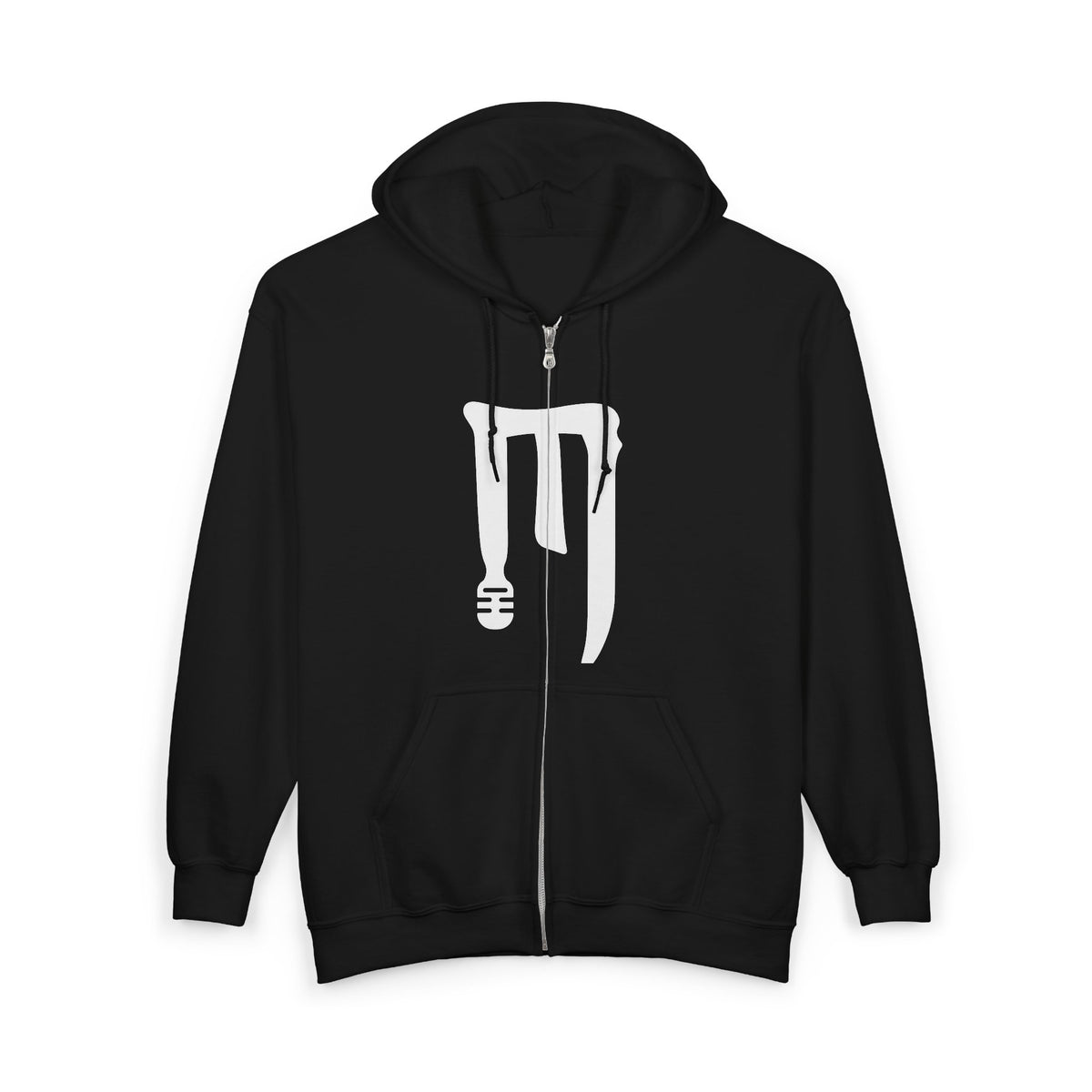 Zip-Up Hoodie with Abstract White Paint Drip Design