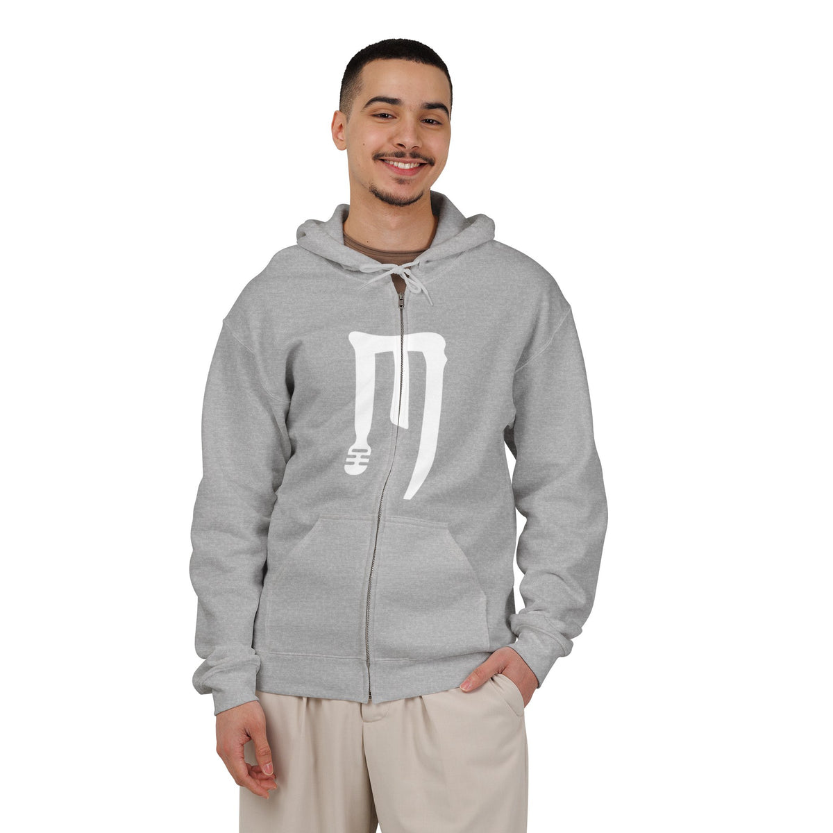 Zip-Up Hoodie with Abstract White Paint Drip Design